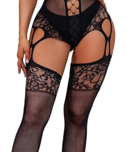 Buitifo Body de malla para mujer,lencería para mujer(Negro XDD,Talla única) | talla grande,sin entrepierna,sexy,ropa de dormir suave,Elásticas,Curvy Bodis,lingerie mujer conjunto,Una Pieza