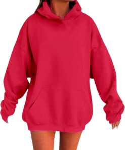 Sudadera para Mujeres Oversize con Capucha Holgada con de Forro Polar básico Liso Talla Grande Hoodie Suave y Confortable Suelto Manga Larga Suéter Cálido Pullover Otoño Invierno,S-5XL Casual