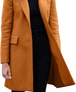 Generisch Chaqueta delgada ligera casual para mujer Abrigo fino de manga larga Oficina Abrigos de negocios Chaqueta (café, S)
