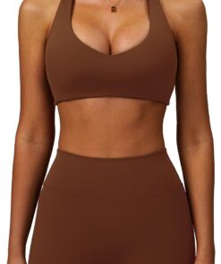 IMEKIS Gym Set Mujer Sport Outfit Racer Back Sportbh con pantalones cortos 2 piezas Yoga Pilates Ropa Entrenamiento Fitness Sportanzug