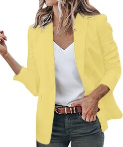 Blazers casuales para mujer, chaqueta de manga larga con frente abierto, para el trabajo, la oficina, trajes de mujer, chaquetas elegantes, color café, abrigos para mujer
