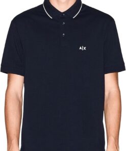 Armani Exchange Essential, Short Sleeve Stiped Collar Side Monogram Logo Polo Hombre