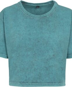 Build Your Brand Ladies Acid Washed Cropped tee Camiseta Mujer