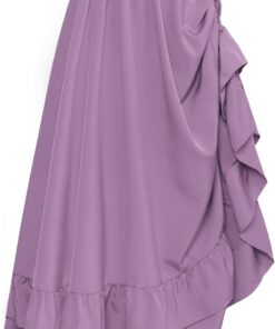 SCARLET DARKNESS Falda larga Steampunk para mujer, cintura alta, elástica, escalonada, ajustable, de doble capa, con volantes | Capas, talle alto, traje medieval, para Ren Faire, Halloween