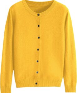 HUIFUAO - Cárdigan para mujer, punto negro, elegante, para otoño e invierno, básico, suave, con botones, manga larga, suéteres ligeros