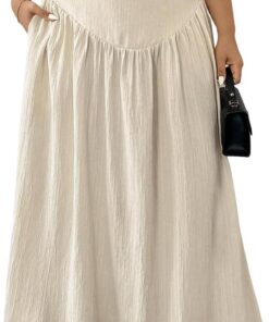 Faldas largas para mujer, talla grande, de cintura alta, acampanada, holgada, para vacaciones