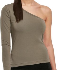 Urban Classics Ladies Asymmetric Longsleeve Mujer Top Negro Estrechos