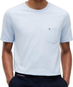 Tommy Hilfiger Camisetas de Manga Corta Hombre Essential con Bolsillo en el Pecho