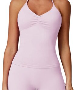 IMEKIS Conjunto deportivo de dos piezas para mujer, sujetador deportivo con cintura alta, pantalones cortos de yoga, gimnasio, entrenamiento, fitness, chándal para correr, pilates