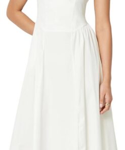 Amazon Essentials Mujer Vestido Midi de Popelina de algodón con Tirantes Delgados Fit & Flare
