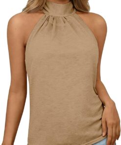 Camiseta sin mangas de verano con cuello halter para mujer, elegante chaleco sin mangas, blusa lisa casual de color liso, camisa suave y ligera para uso diario, playa, varios colores disponibles
