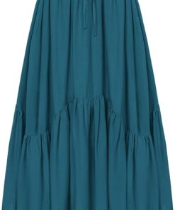 Scarlet Darkness - Falda larga para mujer de cintura alta estilo renacentista con bolsillos