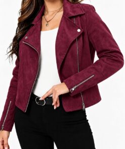 Chaqueta de piel de ante para mujer, chaqueta corta de piel sintética para motocicleta, talla grande, abrigo corto ligero