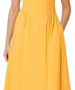Amazon Essentials Mujer Vestido Midi de Popelina de algodón con Tirantes Delgados Fit & Flare