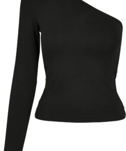 Urban Classics Ladies Asymmetric Longsleeve Mujer Top Negro Estrechos