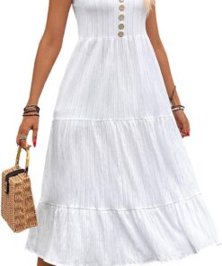 Vestido elegante de verano para mujer, cuello en V, a rayas, sin mangas, ajustado y acampanado, casual, DJ529