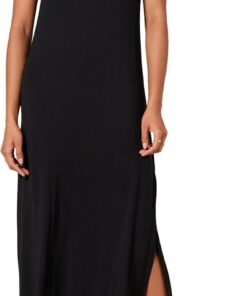 Amazon Essentials Mujer Vestido Largo de Punto con Cuello en V y Abertura Lateral