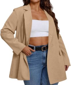 Blazers largos para mujer, chaquetas de traje con cuello de solapa de muesca clásica del Reino Unido, chaquetas de traje con un botón, chaqueta holgada casual, elegante, para oficina, trabajo, ropa de