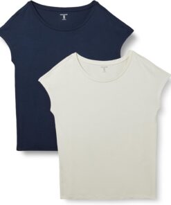 Amazon Essentials Mujer Camiseta de Jersey con Cuello de Barco de Manga Corta y Corte Estándar