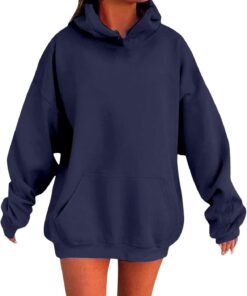 Sudadera para Mujeres Oversize con Capucha Holgada con de Forro Polar básico Liso Talla Grande Hoodie Suave y Confortable Suelto Manga Larga Suéter Cálido Pullover Otoño Invierno,S-5XL Casual
