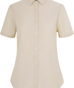 Velilla 405025S; Camisa Oxford Stretch Manga Corta Mujer; Color Beige Claro; Talla 2XL