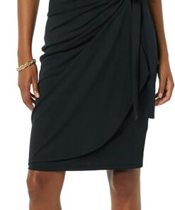 Amazon Essentials Vestido con Falso Cruzado de Cuello Barco y Manga Casquillo Mujer