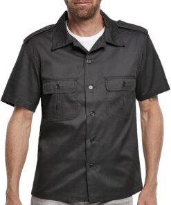 Brandit 1/2 Sleeve US Shirt Hombre Camisa Manga Corta Negro 80% poliéster, 20% algodón Regular