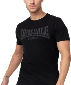 Lonsdale London Logo Kai Hombre Camiseta Negro Regular