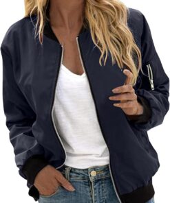 Generisch Mujeres Moda Casual Cuadrado Bolsillos Finos Chaquetas Blusas Abrigo Baisbol Top (Azul Oscuro, XXXL)