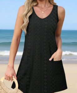 Vestidos de verano para mujer 2025, holgados, cuello en V, sin mangas, para playa, vacaciones, ropa para mujer