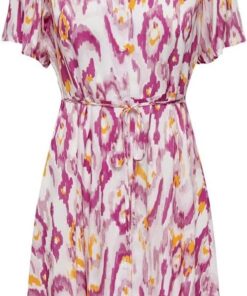 ONLY Vestido Mini Mujer Diseño Veraniego Estampado Vestido Blusa Corto Manga Ropa