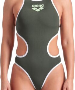 ARENA One Big Logo Bañador de Una Pieza para Mujer, Bañador Deportivo de Secado Rápido y Tejido MaxLife Eco, Resistente al Cloro y Protección UPF 50+ UV