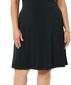 Amazon Essentials Vestido Acampanado con Cuello Redondo y Manga Corta Fruncida (Disponible en Tallas Grandes) Mujer