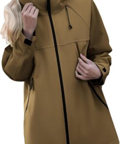 TOFOTL Chubasquero Impermeable Chaqueta Mujer Entretiempo Softshell Gabardina Abrigo Invierno Largos Deporte Softshell Chubasquero Amarillo Mujer