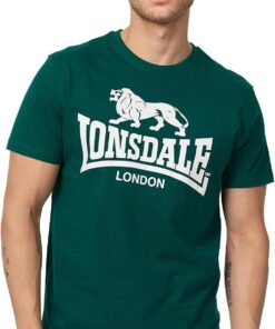 Lonsdale London Logo Hombre Camiseta Negro Regular | Camiseta de ropa de calle, camiseta informal de algodón peinado, camiseta ligera y cómoda para deporte y el día a día
