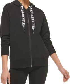 DKNY Sudadera Deportiva con Capucha Y Cremallera con Logotipo para Mujer Sudadera con Capucha Mujer (Pack de 1)