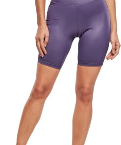 Urban Classics Ladies Imitation Leather Cycle Shorts - Pantalones Cortos de Yoga Mujer