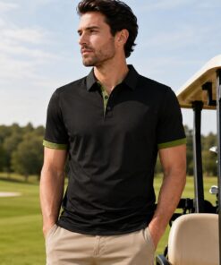 Camiseta polo para hombre, manga corta, estilo casual, para verano, diseño de color de contraste, 100% poliéster, secado rápido y ajuste cómodo