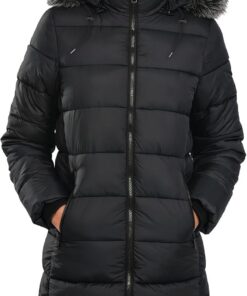 riemot Chaqueta Mujer Largo Abrigos de Invierno para Mujer Cálido Capucha Desmontable Forro Térmico Chaqueta Acolchada Casual Elegante Parka para Viaje Diario Traje de Ocio con Bolsillos, S-XXL