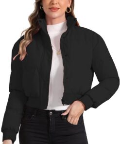 Allegra K Chaqueta bomber de invierno para mujer, holgada, acolchada, ligera