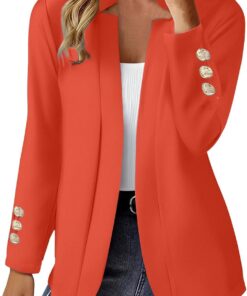 HUIFUAO Blazer corto para mujer, chaqueta de traje negro, vestido, informal, manga larga, 1 botón abierto en la parte delantera, cárdigan de otoño