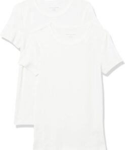 Amazon Essentials Mujer Camiseta de Cuello a la Caja de Manga Corta y Ajuste Entallado