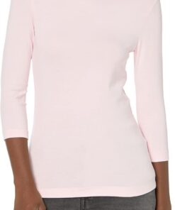 Amazon Essentials Mujer Camiseta de Manga 3/4 y Escote Barco de Corte Estrecho