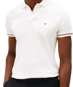 Tommy Hilfiger Liquid Cotton RWB Cuff Slim Polo Mw0mw41612 Polo S/S Hombre (Pack de 1)