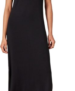 Amazon Essentials Vestido Midi de Punto de Manga Corta con Escote en Pico Mujer