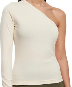 Urban Classics Ladies Asymmetric Longsleeve Mujer Top Negro Estrechos
