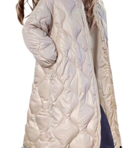 Chaqueta Larga de Algodón de Otoño Invierno para Mujer con Capucha Cuello Alto, Abrigo Parka Ropa Deportiva, Abrigo Acolchados Gruesos Cálido Largo Elegante con Cremallera Talla Grande