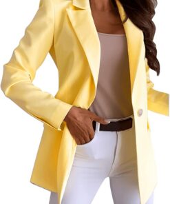 Chaquetas de Traje y Blazers Mujer Traje Chaqueta Mujer Blazer de Solapa Oficina Negocios Chaquetas Corta Ajustada de Manga Larga Mujer Casual Liquidación Venta Slim Fit Baratos Abrigo