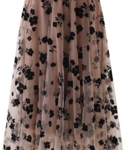 CHICWISH Falda midi de malla de doble capa para mujer, caramelo/azul polvoriento/blanco/negro