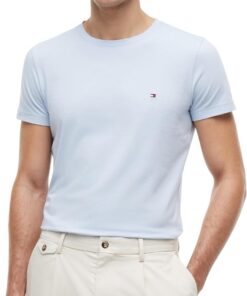 Tommy Hilfiger Camiseta de Manga Corta Hombre Stretch Slim Fit tee Cuello Redondo